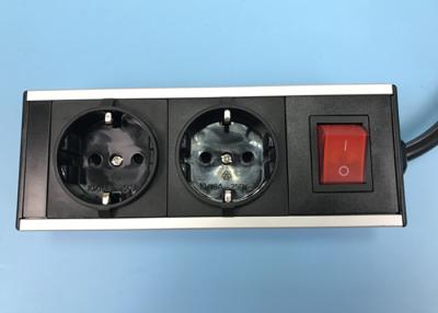 China Black Color 2 Outlet European Power Strip Aluminum Shell Germany Power Bar for sale
