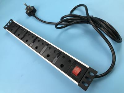 China 6 Outlet Multi Socket Power Strip , Metal Flat Plug South Africa Power Bar Vertical Installation for sale