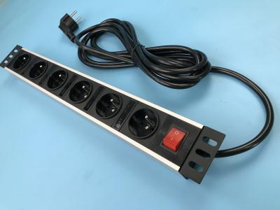 China Metal Shell 6 Outlet European Power Strip Germany Socket Power Bar with Switch for sale