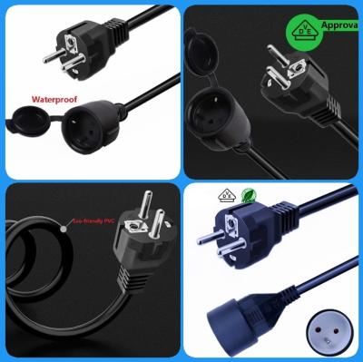 China Germany France European Rubber Cord, Waterproof H05VV-F H05RN-F Extension Power Cord Plug with VDE Approval for sale