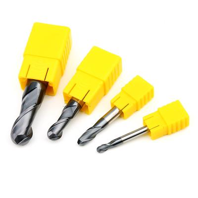 China HRC 60 Carbide Ball Bull Nose End Mill Double Edge Round-Nose Milling Cutter for sale