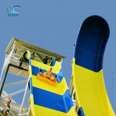 China New Design Heat Bonding triangle water park slide tubes for fiberglass family water raft slides for sale