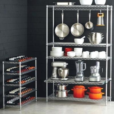 China Kitchen Cookware Smart Wire Chrome Finish Commercial Shelving Racks for sale
