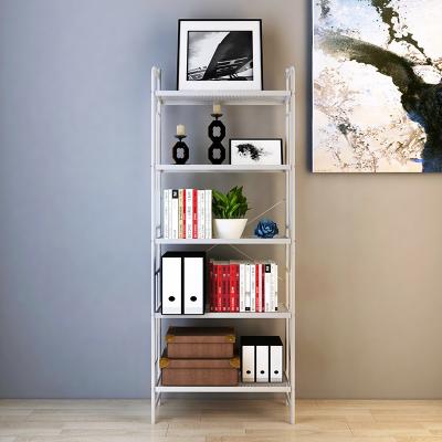 China Library Room White Home Wire Shelving , Adjustable Five Shelf Storage Rack for sale