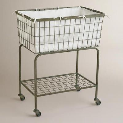 China 2 Tier Heavy Gauge Iron Wire Laundry Basket House Hold Organizer 810x400x730 mm for sale
