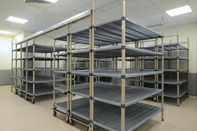 China Chrome - Plated High Density Storage System  , Top Track  Mobile Wire Shelving For Health Care for sale