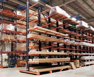 China Double Side Steel Cantilever Lumber Racks Wide Used in Long Material Storage for sale