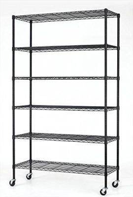 China Six Tier Height Adjustable Utility Steel Wire Unit In Supermarket / Black Shelf Organizer for sale