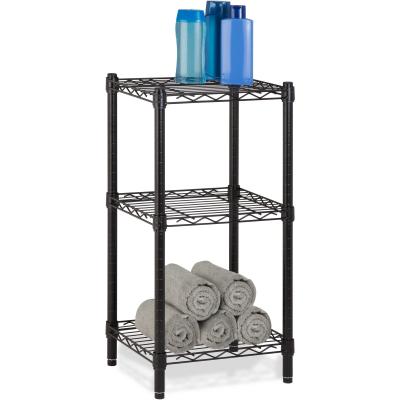 China Office Commercial Wire Shelving Towel Toiletries Carbon Steel Black Epoxy Storage Table for sale