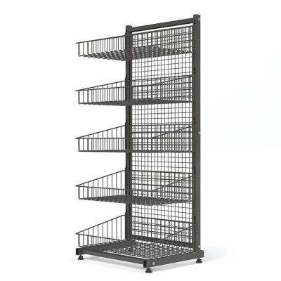 China Commercial Grocery Store Or Supermarket Display Racks Black Powerder Coating for sale