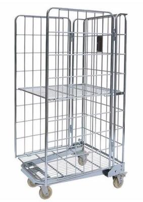 China Galvanized Metal Stock Roll Cage Trolley Demountable Space Saving for sale