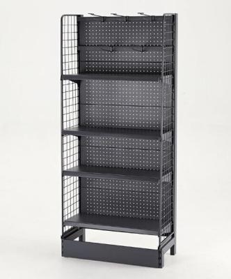China Quick Access Black Pegboard Supermarket Display Racks Four Layers for sale