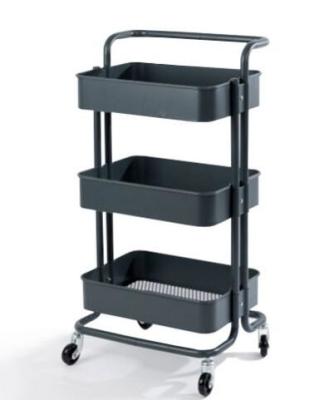 China Powder Coated Surface Supermarket Shelf Display 3 Tiers With Wheels for sale