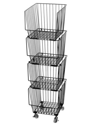 China Galvanized Treatment Vegetable Display Rack  For Supermarket With Four Baskets for sale