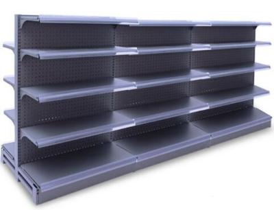 China Double Faced Supermarket Display Racks  ,  Black Gondola Convenience Store Shelving for sale