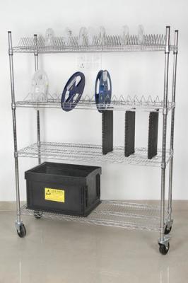 China 4 Layers Carbon Steel Industrial Wire Shelving Chrome Surface Finish Standard Size for sale