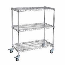 China Custom Size Wire Utility Cart With Wheels / 3 Shelf ESD Wire Shelving for sale