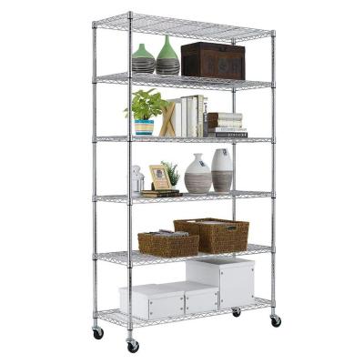 China 6 Tier Stainless Steel Rack For Dorms Storage / Mobile Wire Shelving Cart for sale