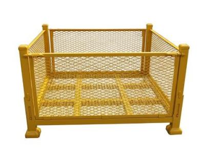 China Yellow Callapsible Metal Storage Containers / 1000 Kg Capacity Pallet Stillage Cage for sale