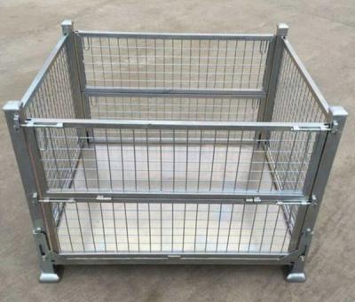 China Rigid Collapsible Wire Container With Dual Drop Gate Stackable 3 High for sale