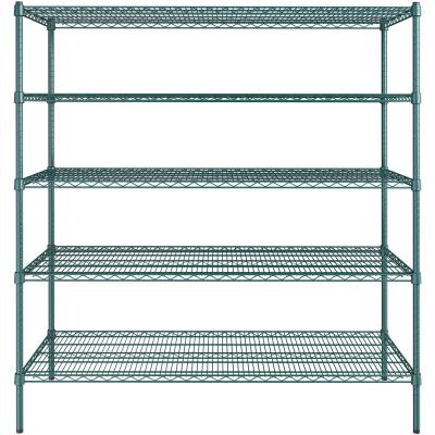 China 445lbs 200kg Five Tier Storage Home Wire Shelving With Wheels for sale