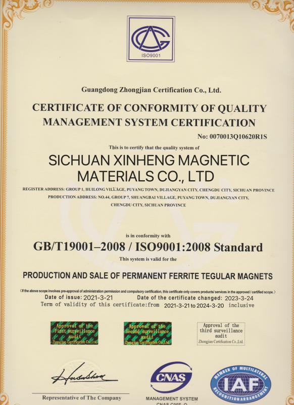 ISO 9001:2015 - Sichuan Xinheng Magnetic Materials Co., Ltd