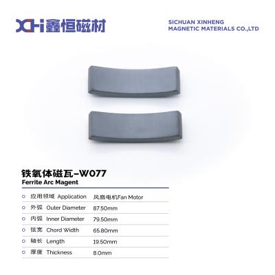 China Ferrite Arc Magnet Electrical Ceiling Fan Permanent Ferrite Magnet W077 for sale