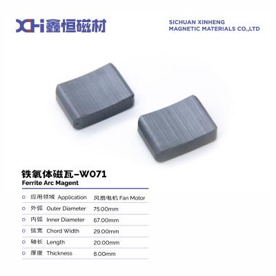 Китай Высокая плотность влажного сжатия формования постоянного ферритового магнита для двигателя вентилятора W071 продается