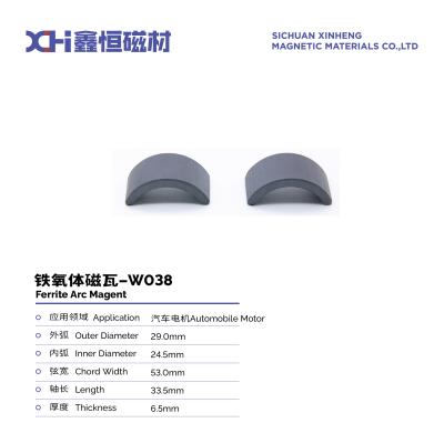 China Ferrite magnético permanente de arco circular anisotrópico para motores automotivos W038 à venda