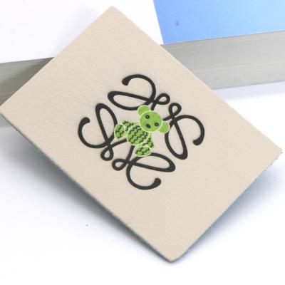 China Custom Hot Stamping Logo Printing Real Leather Patch For Clothes And  Hat for sale