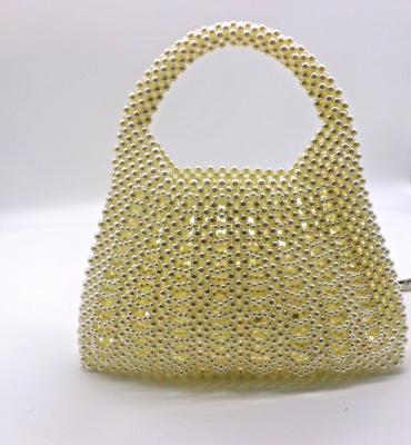 China Fashion White Pearl Handbag Hand Woven For Women 23cm Height 22cm Length for sale