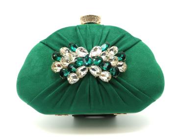 China Fashion Green Evening Handbag , Dinner Clutch Bag Diamond Inlaid 21cm×14.5cm for sale