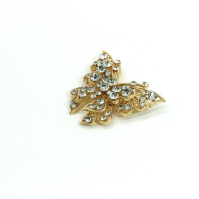 China Fashion Gold Butterfly Brooch , Diamond Butterfly Pin 5cm×5.5cm Size for sale