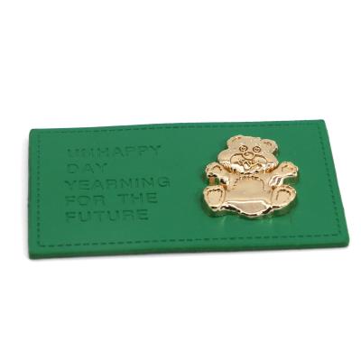 China ODM del OEM del color oro de Grenn de los vaqueros de Logo Leather Patches For Clothes del metal en venta
