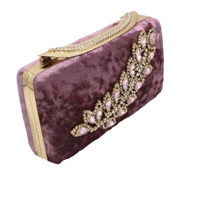 China Leather Clutches And Evening Bags With Violet Diamonds Burgundy Flannel Inlaid for sale