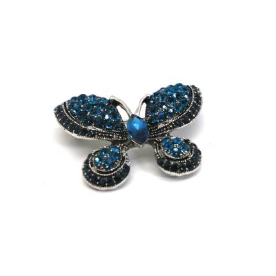 China Green Alloy Fashion Brooch Pin , Butterfly Diamond Brooch 2.8cm Height for sale