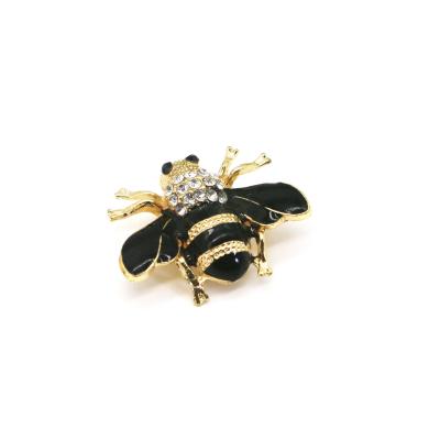 China Fashion Diamond Bee Brooch  , Black Clothes Pin Black Glue Dropping Process OEM ODM for sale