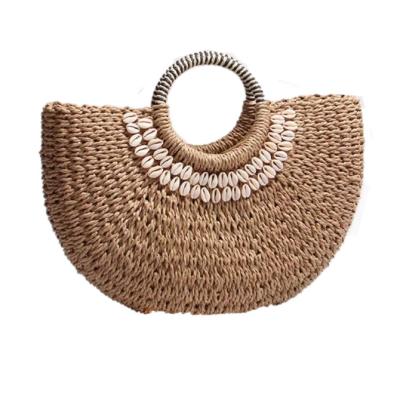 中国 浜のかぎ針編みのハンドバッグのブラウンの貝の装飾32cm×18cm×5cmのサイズ 販売のため