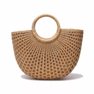 Китай Естественная сумка Tote пляжа вязания крючком пеньки, сплетенная сумка ротанга с тканью внутренней продается
