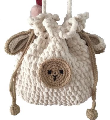 China Cotton Wool Bear Crochet Hand Bag Hand Woven White Color OEM ODM for sale