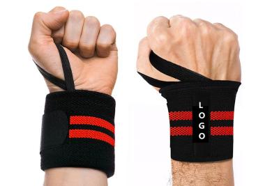 China Custom Logo Sports Protective Gear Nylon Webbing Weight Lifting Wrist Wraps for sale