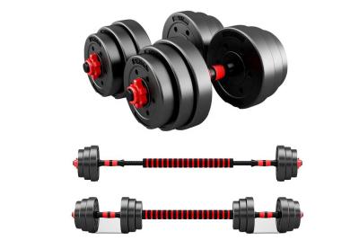 China Weightlifting Gym Fitness Dumbbells 10kgs To 50kgs PVC Plastic Cement Dumbbell Set for sale