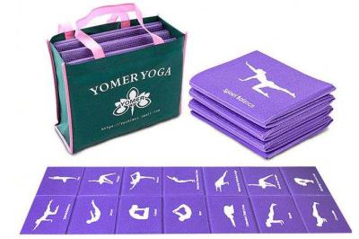 China Yoga plegable ligera Mat Kit With Poses del PVC de Mat Printed del ejercicio de la aptitud en venta