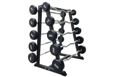 China Oem Logo 20kg Fixed Rubber Barbell Power Training Fitness Equipment Free Weights Te koop