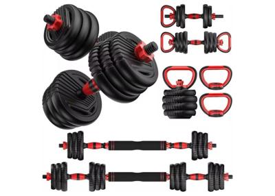 China Different Configuration Red Cement Dumbbell Barbebll Set For Home Exercise for sale