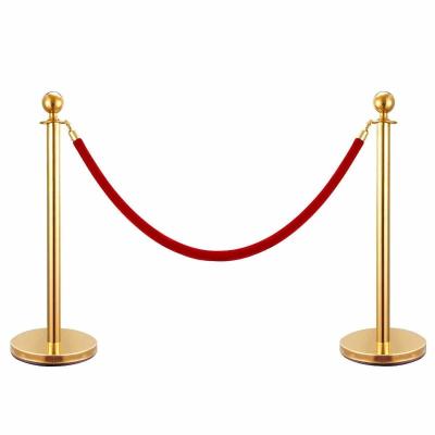 China Round Top Crowd Control Stanchions , Polished Brass Velvet Rope Stanchions for sale
