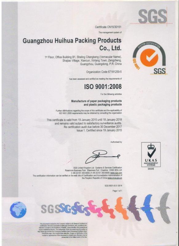 ISO 9001:2015 - Guangzhou Huihua Packaging Products Co,.LTD