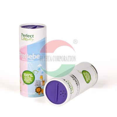 China Baby Powder Paper Cans Packaging Tube With Shaker 100g 3.5oz Customized Logo for sale