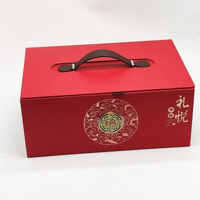 China Custom Paper Full Moon Cake Box Packaging With Handle Bakery Packaging Container en venta