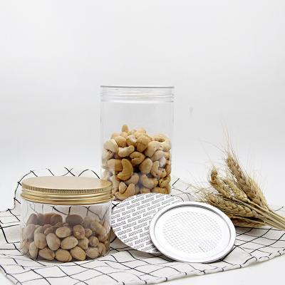 China PET Plastic Round Jar Candy Powder Dried Fruit Storage With Silver Lids for sale